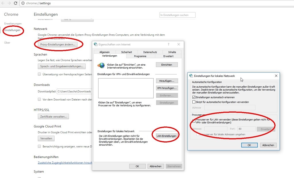 Proxy Einstellungen Google Chrome