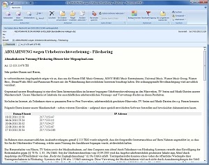 Abmahnung wegen Urheberrechtsverletzung Megaupload