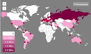 Sicherheitstacho.eu zeigt in Echtzeit, wo und wie Cyber-Attacken auf der Welt laufen. Screenshot: Computerbetrug.de